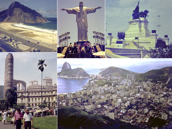 Brazil composite photo - Copacabana beach, Rio de Janeiro, Sao Paolo, Christ statue, Independence Monument